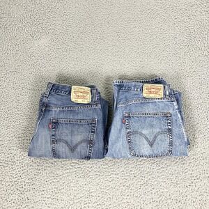 Levis 569 Jeans Mens 34x34 Lot Of 2 Blue Loose Straight Fit Denim Distressed